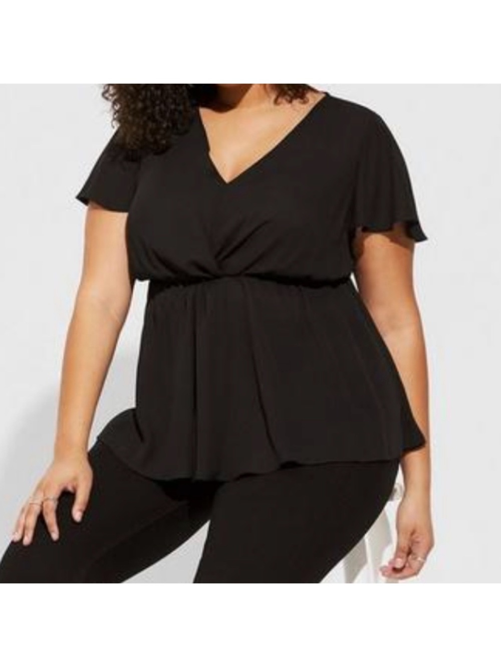 Torrid Georgette’s twist surplice flutter sleeve blouse - size 2 - black